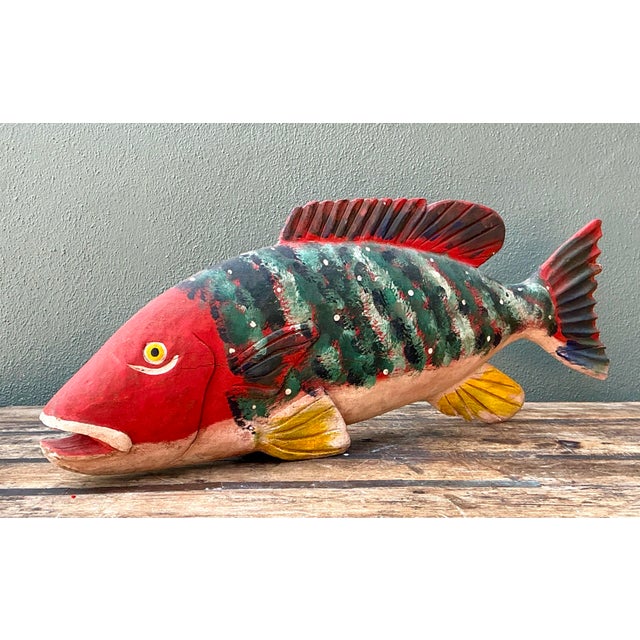 Vintage Monumental Hand Painted Fish For Sale - Image 10 of 12
