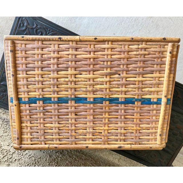 Mid 20th-Century Bamboo & Rattan Carrier Basket For Sale - Image 11 of 13