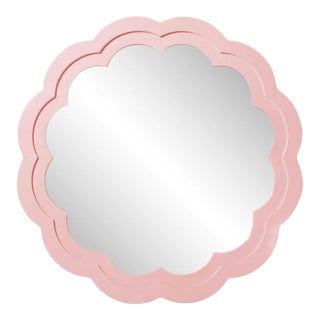 Fleur Home Audubon Peony Circle Mirror in Authentic Pink, 30x30 For Sale