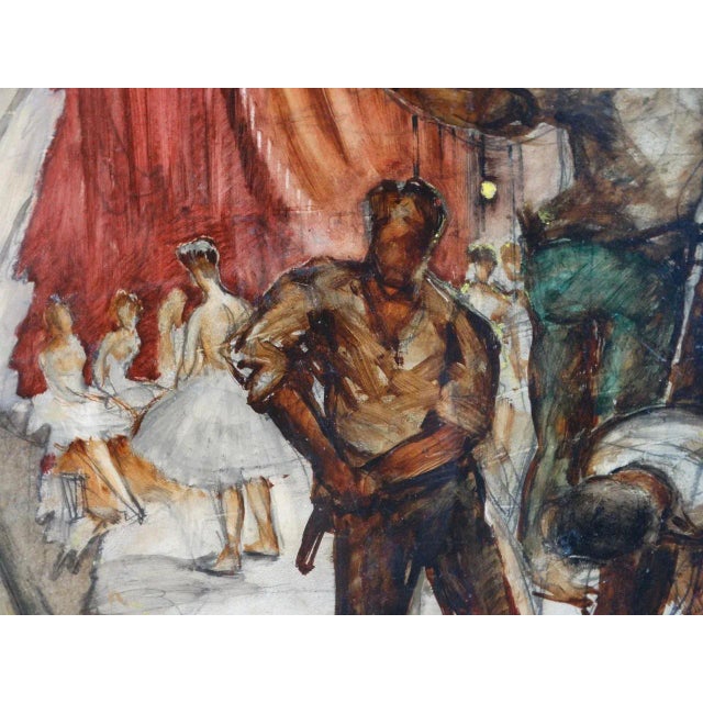 Mid-Century Modern Edgar O Kiechle - Stage Hands at the Ballet - Oil on Board For Sale - Image 3 of 7