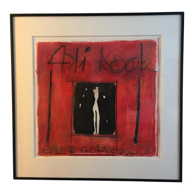 "Man Getting Out of the Box" Contemporary Abstract Figurative Mixed-Media Painting, Framed For Sale