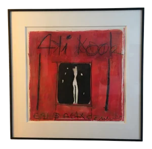 "Man Getting Out of the Box" Contemporary Abstract Figurative Mixed-Media Painting, Framed