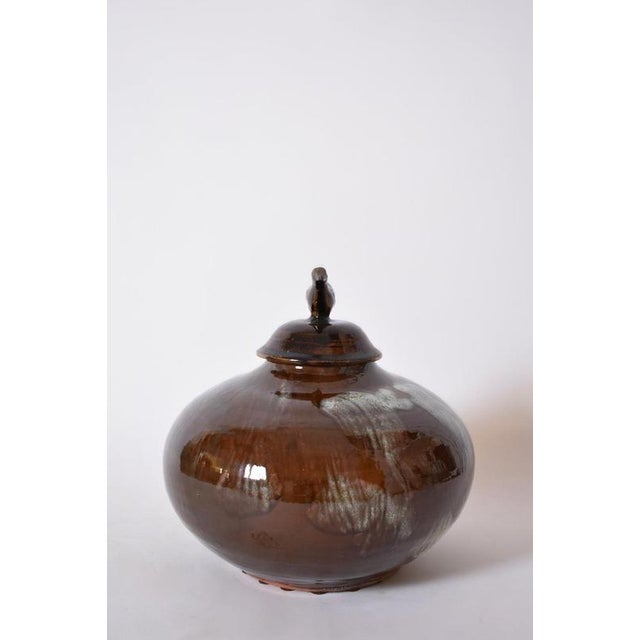 Brejos Brown Ceramic Covered Vase by Barracuda Interiors For Sale - Image 4 of 5