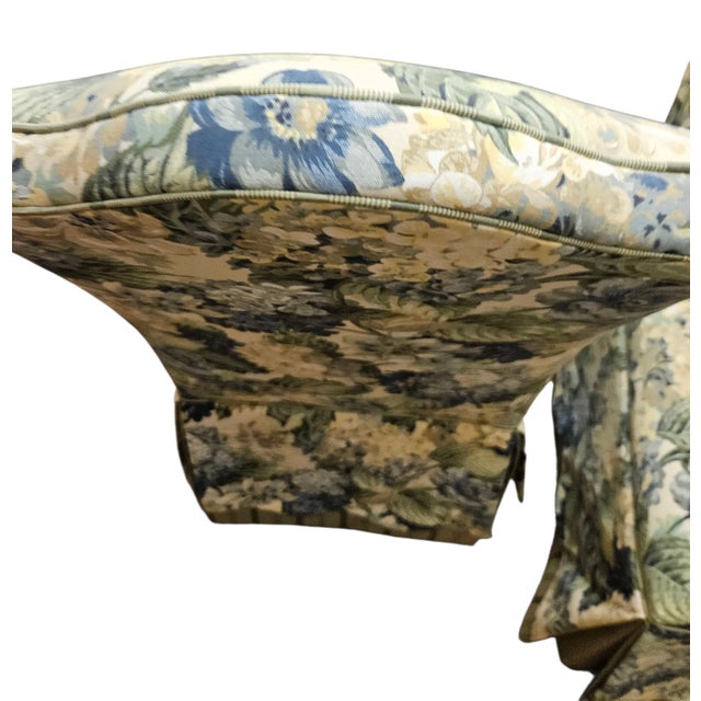 1990s 2 Ethan Allen Custom Dining Side Chairs Cottage Upholstered Botanical Farmhouse For Sale - Image 13 of 17