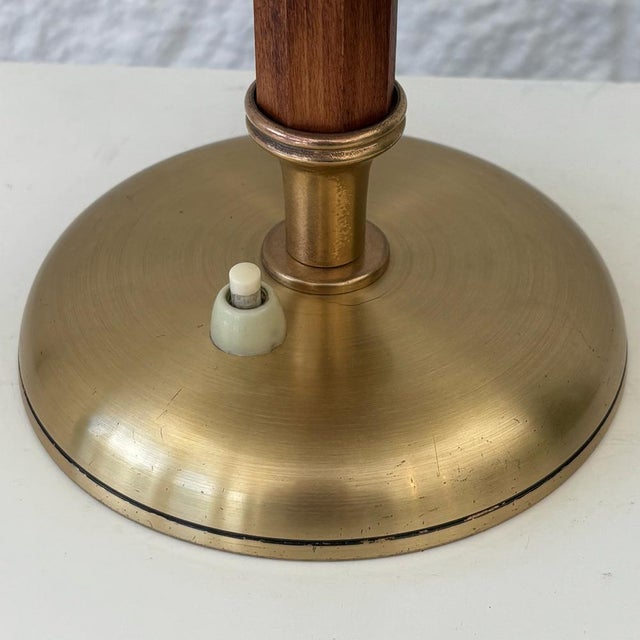 Vintage Swedish Table Lamp in Brass and Walnut from Boréns, 1940s For Sale - Image 9 of 11