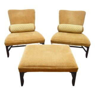 Barbara Barry for Baker Oversized Lounge Chair and Ottoman a Pair For Sale
