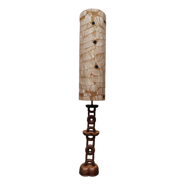 Vintage Danish Wooden Floor Lamp, 1970 For Sale