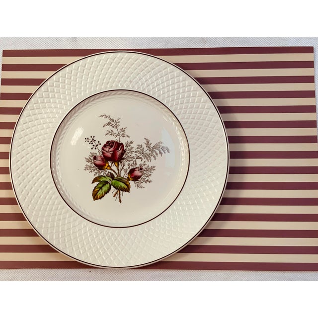 1930s Copeland Spode Mansard Red Rose Cream Bone China Dinner Plates - Set of 4 For Sale - Image 4 of 18