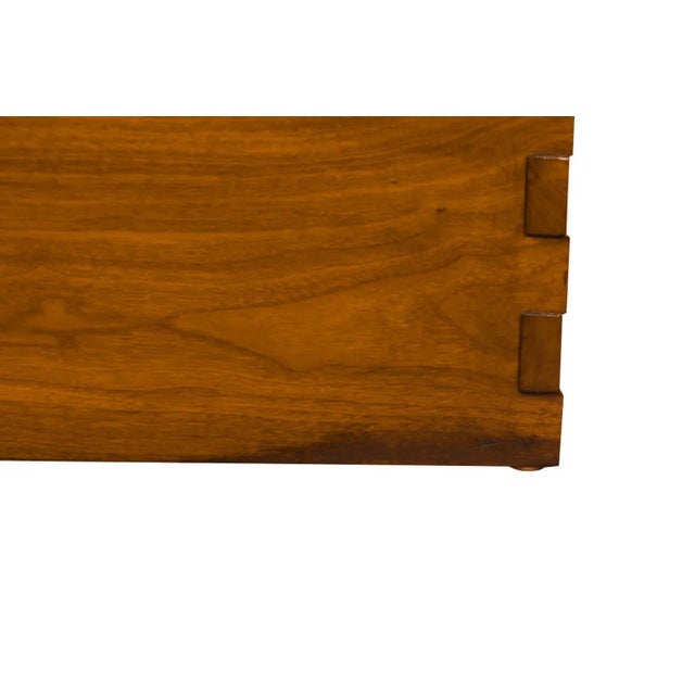 Superb Travertine and walnut Coffee Table with modernist design of remarkable quality. Features a strong walnut base...