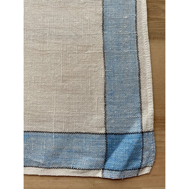 Mid 20th Century Vintage French Country Linen Tea Towels, Blue Stripe, Pair For Sale - Image 5 of 6