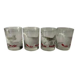 Vintage Kliban Cat with Red Sneakers Rocks Glasses- Set of 4