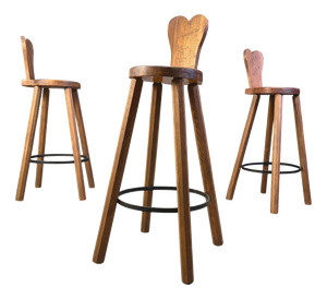 Vintage Brutalist Bar Stools, 1960s, Set of 3