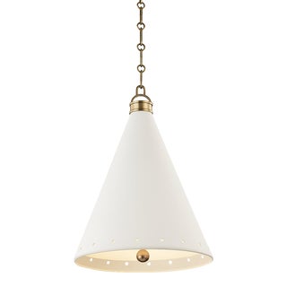 Hudson Valley Lighting Mark D. Sikes Plaster No.1 1-Light Medium Pendant in Aged Brass, 15" For Sale