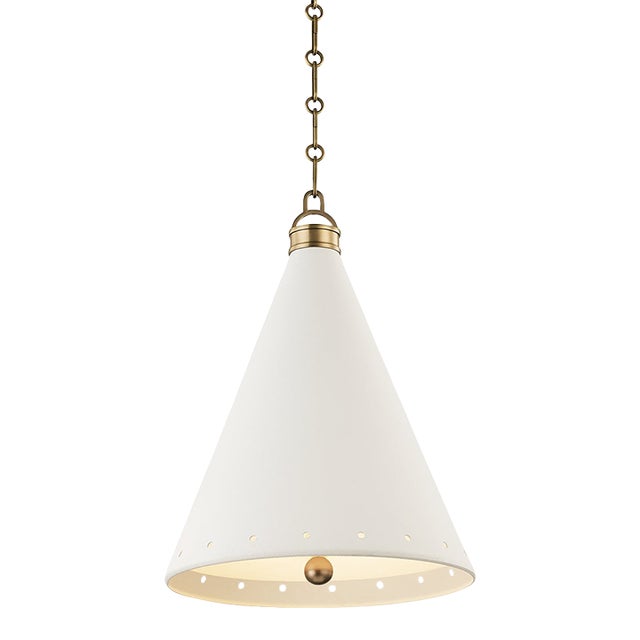 Hudson Valley Lighting Mark D. Sikes Plaster No.1 1-Light Medium Pendant in Aged Brass, 15" For Sale