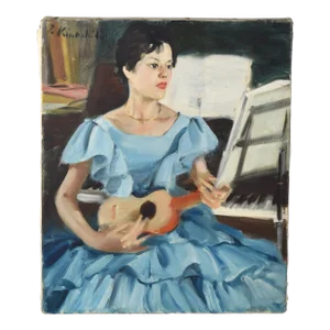Takanori Kinoshita Japanese Modernist Girl Portrait Oil Painting