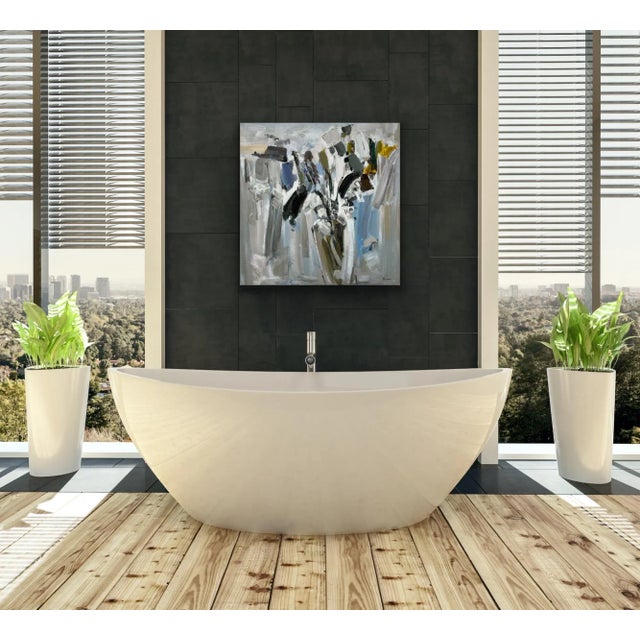 Contemporary Abstract Floral Original Oil Painting, 36" X 36" For Sale - Image 11 of 12