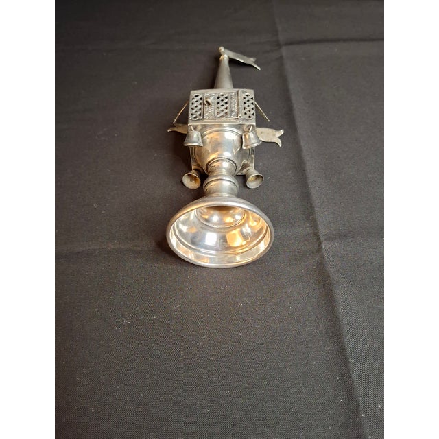 Vintage Sterling Silver Besamim Spice Tower Havdalah Judaica Bells Flags 72g For Sale In Boston - Image 6 of 17