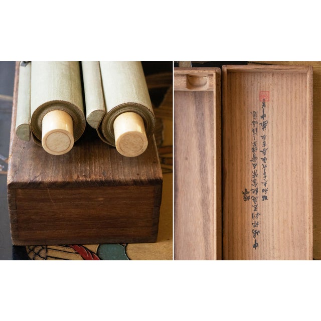 "Sunrise and Moonrise" by Yamada Keichu, Meiji Japanese Paintings in Original Case, Set/2 For Sale - Image 17 of 18