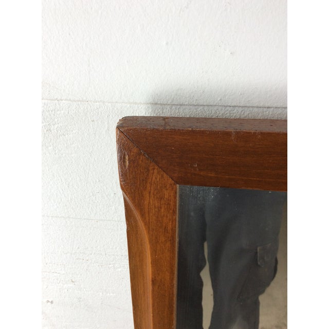 1960s Mid Century Modern Mountable Mirror With Walnut Frame For Sale - Image 5 of 16