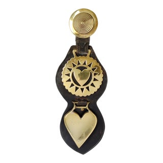 Antique English Heart Horse Brass Strap For Sale
