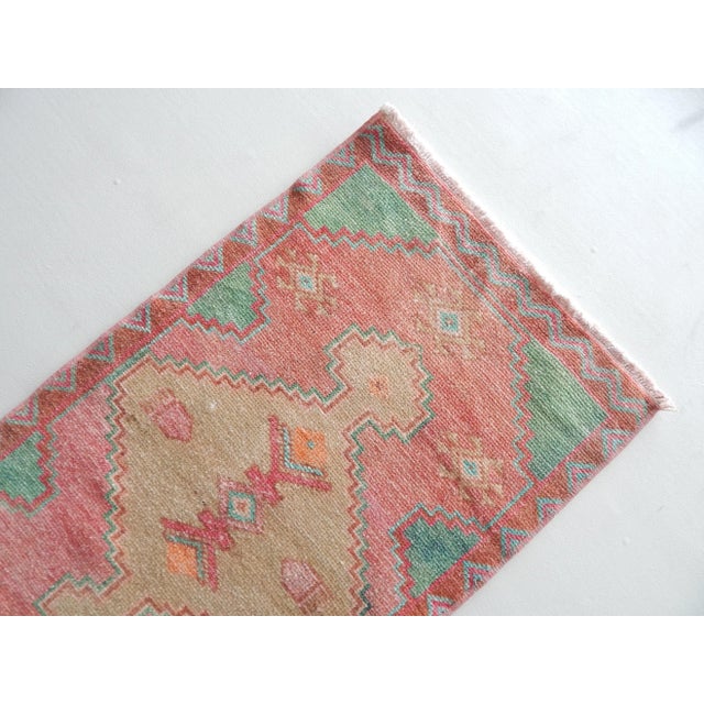 1970s Vintage Small Oushak Turkish Rug 1'10" X 3'3" For Sale - Image 5 of 8