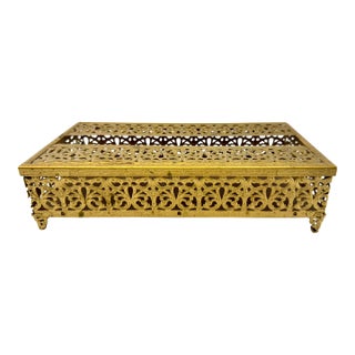 Hollywood Regency Gilt Filigree Tissue Box Cover For Sale