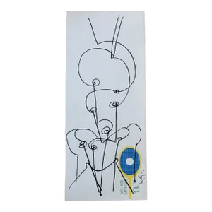 Original Contemporary Wayne Cunningham Abstract Pen & Ink Drawing Female Portrait Signed