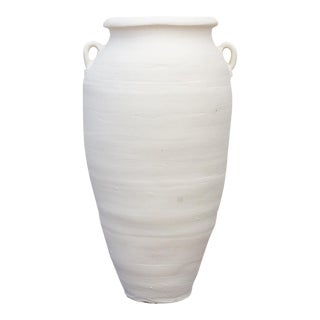Tall White Greek Terracotta Planter For Sale