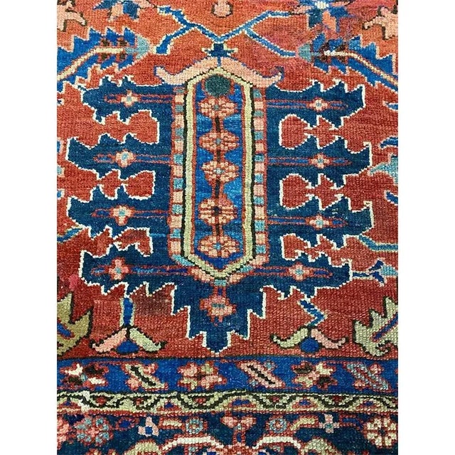 Orange 1910s Antique Persian Heriz Area Rug 8’1″ X 11’3″ For Sale - Image 8 of 13
