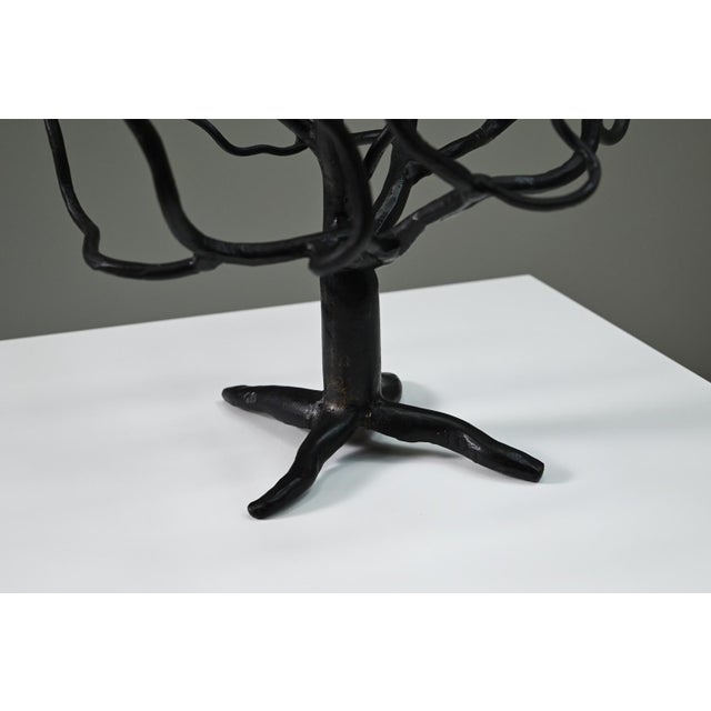 Metal Brutalist Black Tree of Life Candleholder, 1970s For Sale - Image 7 of 9