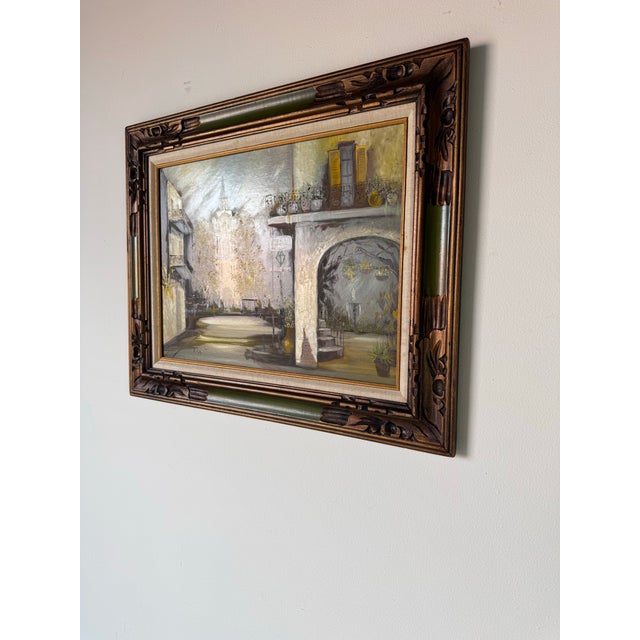 1970s Vintage Impressionist French Quarter Street Scene Oil Painting by Lisa For Sale - Image 4 of 11