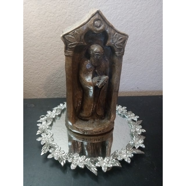 Folk Art 1970s Gorgeous Signed Gypsum St Luke 3d Relief Sculpture From Spain For Sale - Image 3 of 6