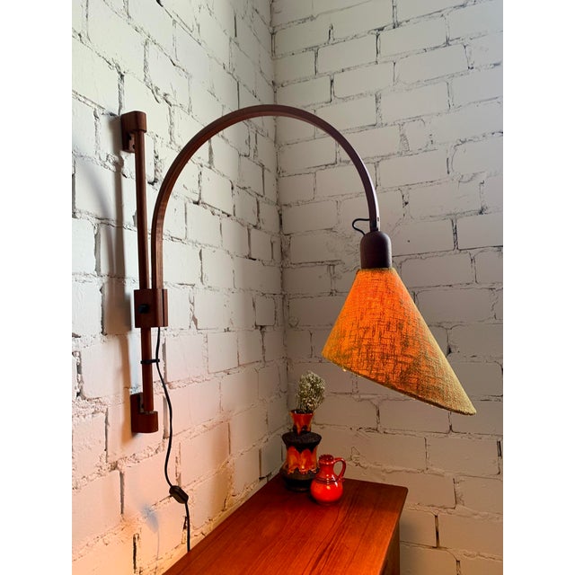 Mid-Century Modern Adjustable Teak Wall Lamp, Germany, 1970s For Sale - Image 3 of 16