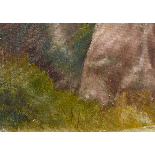 1990s Trees at the Top of the Big Sur Coastal Bluffs Landscape - Oil on Artists Board by Kenneth Lucas For Sale - Image 5 of 7