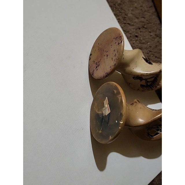 Stone Sgraffito Hand Carved Kenyan Soapstone Candle Holders For Sale - Image 7 of 9