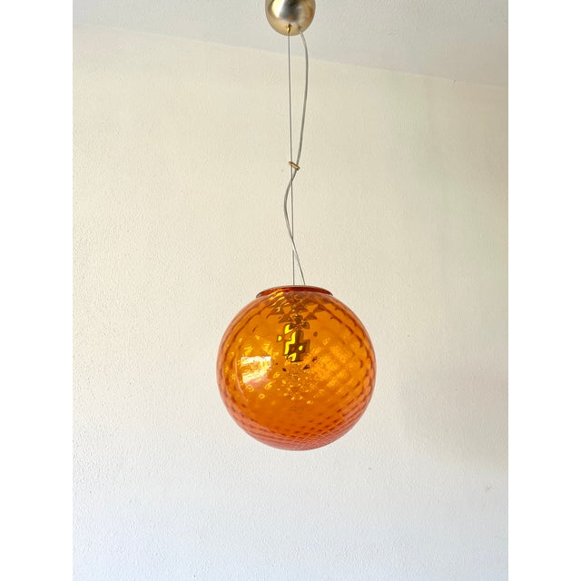 Orange Murano Glass Baloton Pendant Lamp, 1980s For Sale - Image 13 of 17