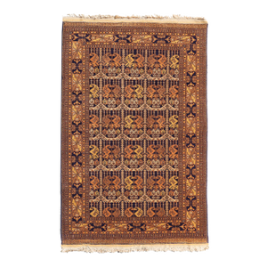 4'x6' Hand Knotted Afghan Rug | Silk & Wool Earthtone Area Rug