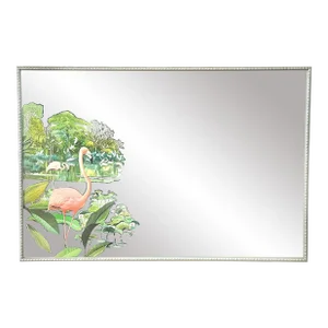 Mid-Century Art Deco Pink Flamingo Wall Hanging Mirror - 30x20