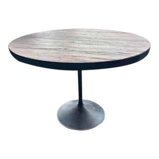 Restoration Hardware Reclaimed Elm and Cast Iron Pedestal Table For Sale