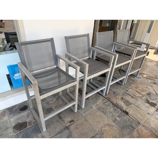 Restoration Hardware Restoration Hardware Aegean Teak Wood Counter Stools, Pair For Sale - Image 4 of 12