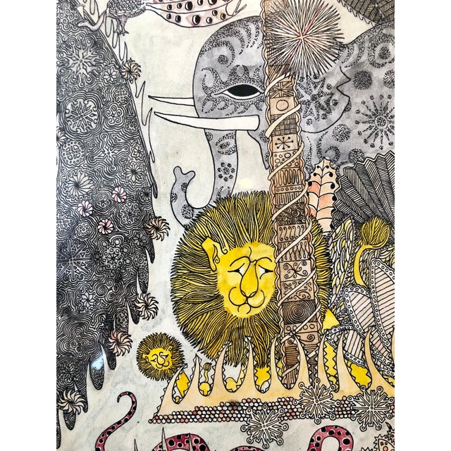 Laurence Donovan, Mod Surrealist 1970's Drawing Watercolor Painting Jungle Fantasy, Unicorn, Lion, 1974 For Sale - Image 4 of 12
