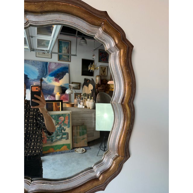 1960’s Italian Hollywood Regency Carved Wood Wall Mirror For Sale - Image 11 of 12