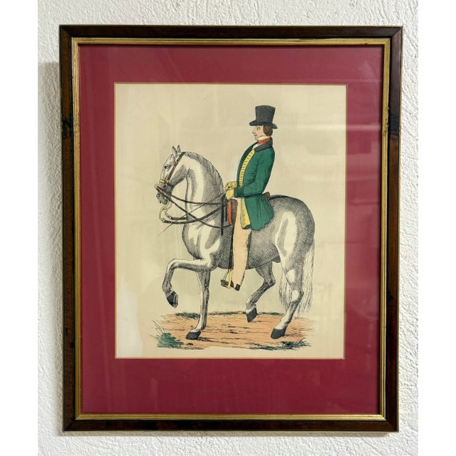 1950s Mid-Century Vintage Framed Equestrian Print For Sale - Image 5 of 8