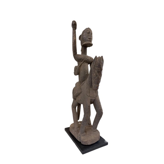 Brown Lg Old African Dogon Hand Carved Wood Horseman Mali 31" H W/Stand For Sale - Image 8 of 9