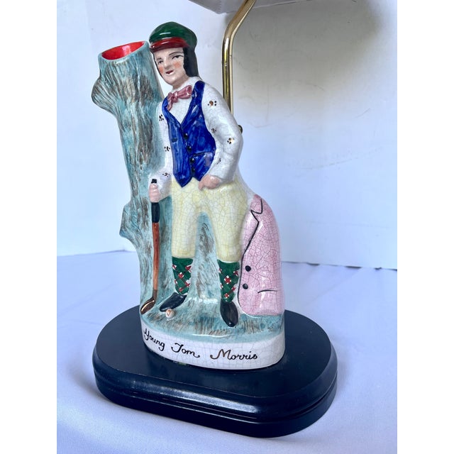 Mid 20th Century Vintage Staffordshire Style "Young Tom Morris" Golf Spill Vase Table Lamp For Sale - Image 5 of 12
