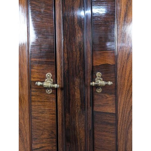 Large English Bookcase in Exotic Wood with Three Glass Doors For Sale - Image 13 of 17