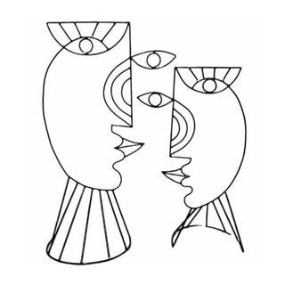 90s Pair of Monumental Postmodern Post Modern Diego Cabezas Attrib Indoor / Outdoor Handmade Steel Cubist Figural Steel Sculptures For Sale