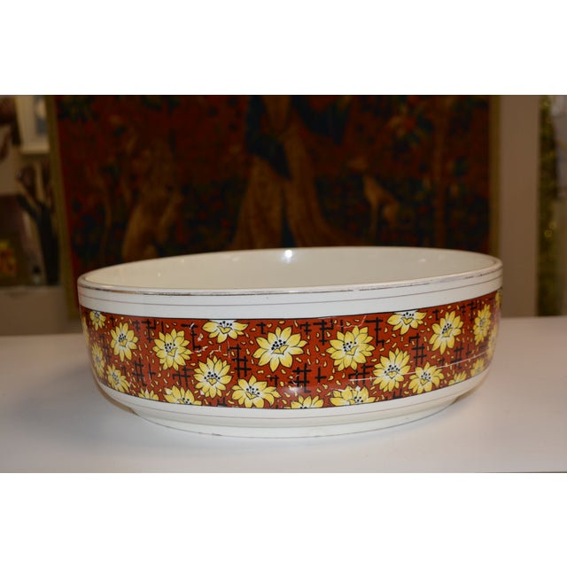 Vintage Nouvelles Usines Du Nord St. Amand France Ceramic Vibrant Floral Wash Basin & Ewer W/ Soap Dish For Sale - Image 6 of 18
