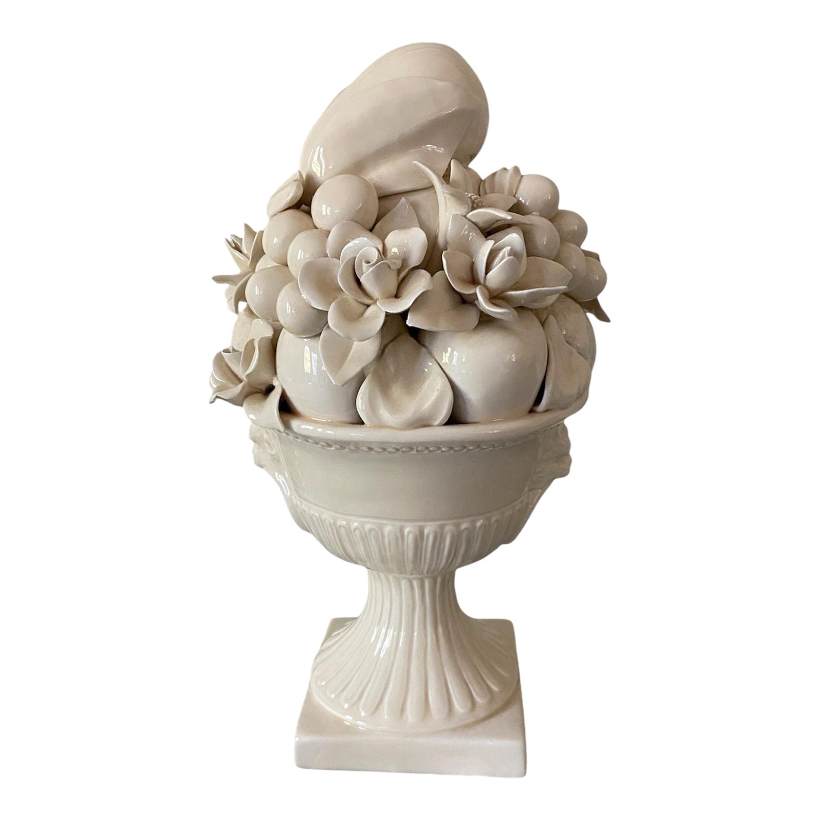 Classical Italian Ceramic Fruit and Flowers Topiary | Chairish