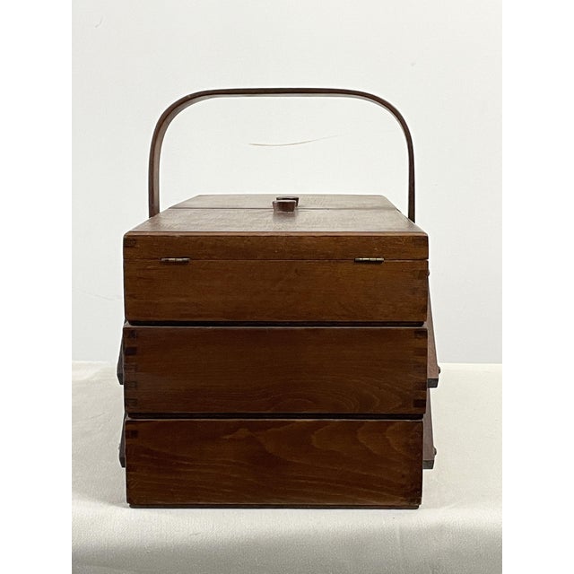Mid-Century Modern Vintage Accordion Sewing Box For Sale - Image 3 of 11